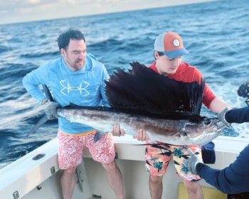 Sailfish catch on a private fishing charter in Cancún